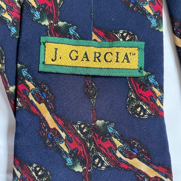 J. Garcia Silk Tie Parrot & Frogs Collection Five Made In USA Automotive Pattern - Picture 4 of 7